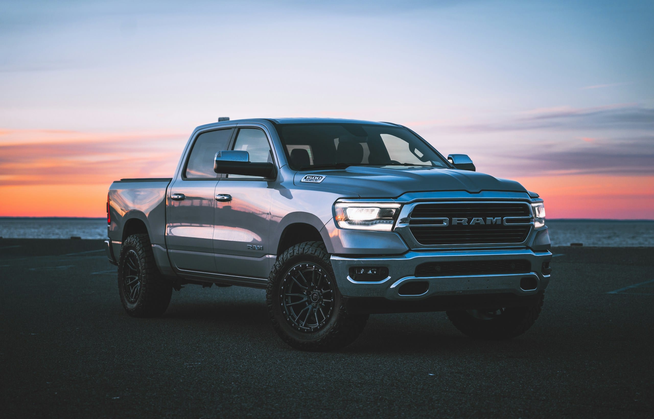 Silver Ram 1500 at sunset: Ram Windshield Replacement, Blue Chip Auto Glass