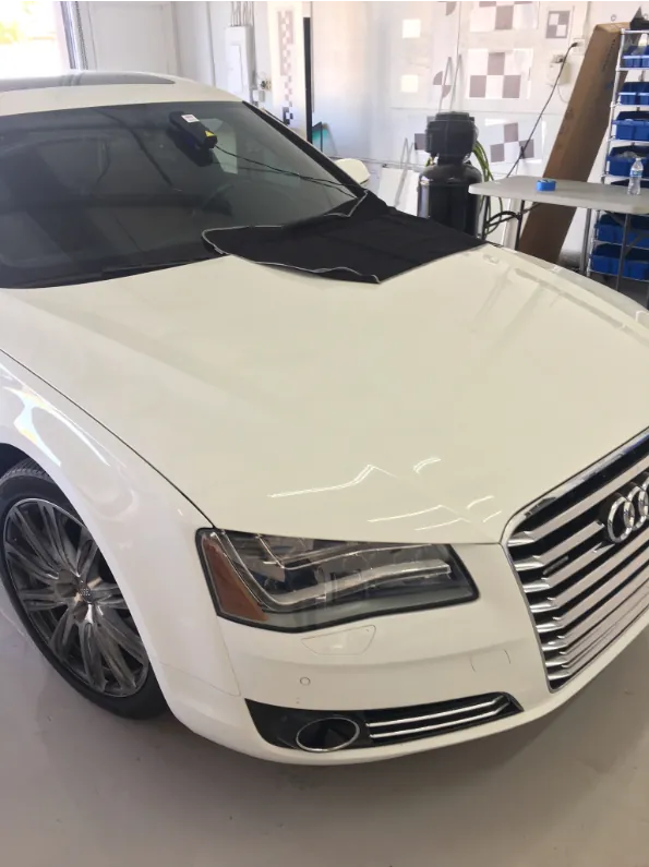 Audi A8 in the Blue Chip Auto Glass shop