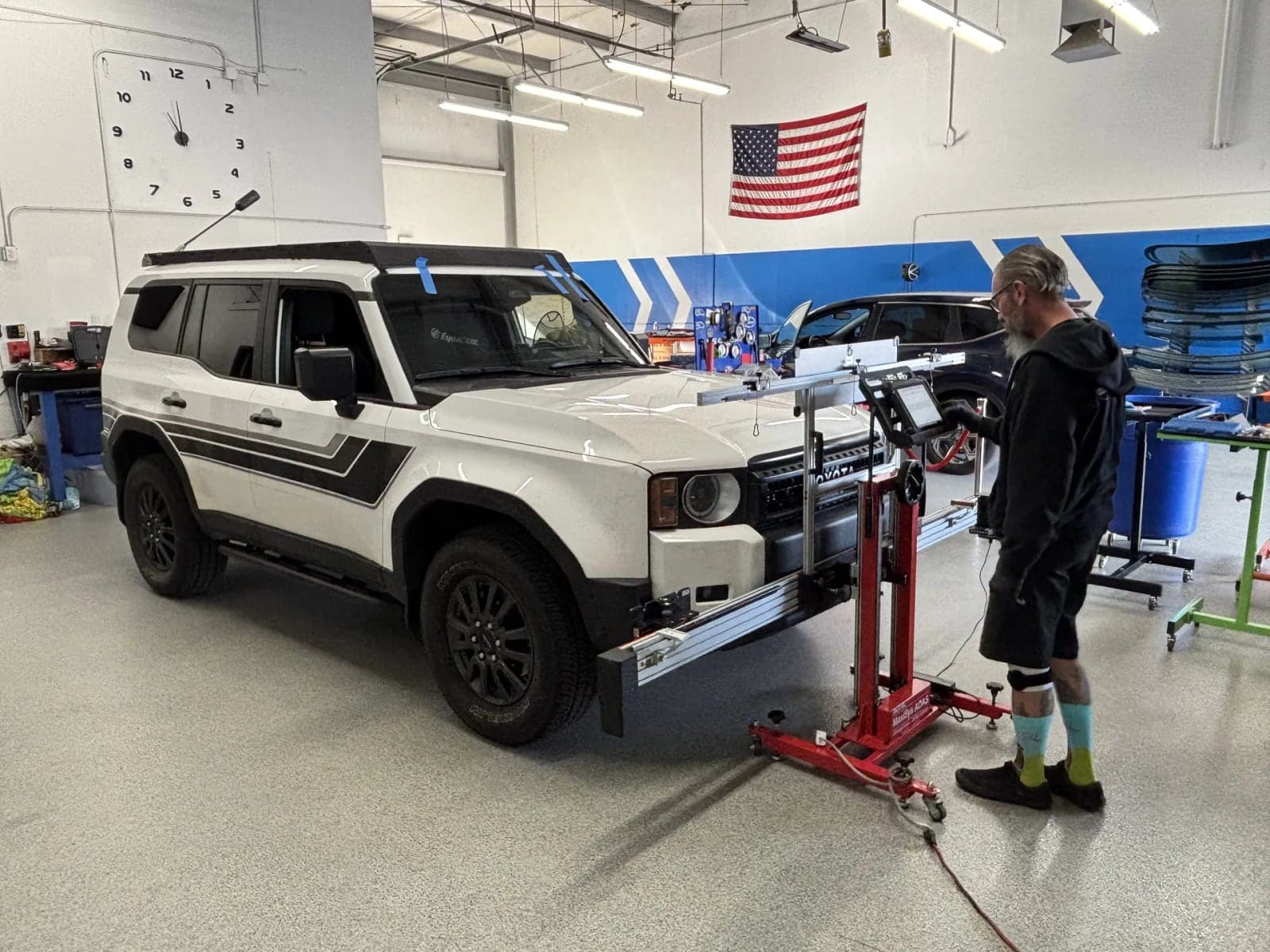 Static calibration on a Toyota in the Blue Chip shop