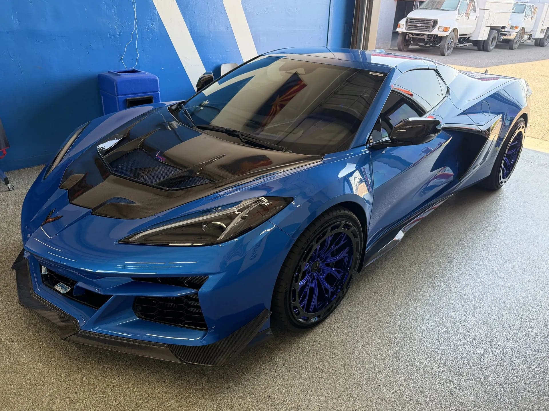 Blue Corvette C8 Z06 at the Blue Chip shop